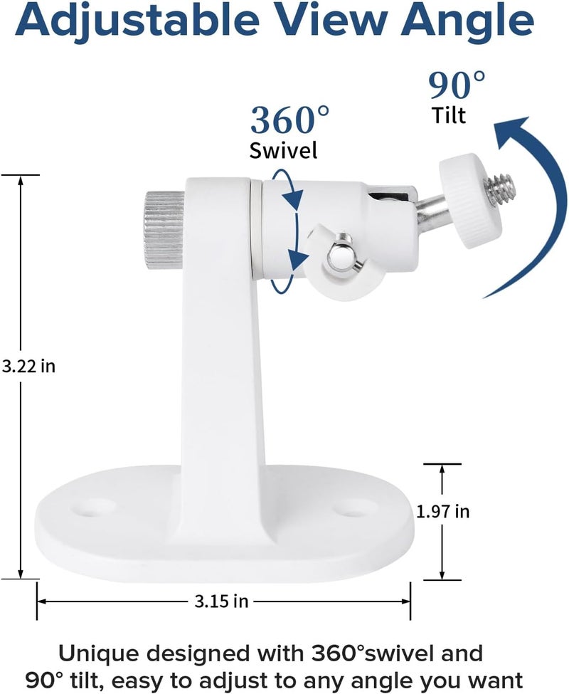 ALERTCAM 2Pack Wall Mount Compatible with eufyCam 2C/2C Pro, 2/2 Pro, 3C/S300, 3/S330, Also for SoloCam S220/C210, Adjustable Camera Mount Brackets for Eufy Camera Indoor/Outdoor - White - Image 3